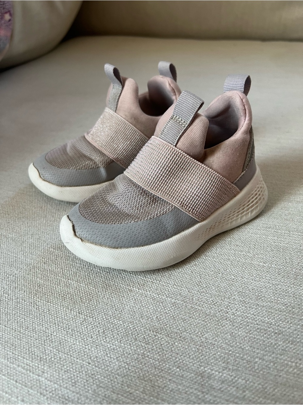 Girls' Slip-On Athletic Sneakers in Blush Pink and Gray - Kids Shoes